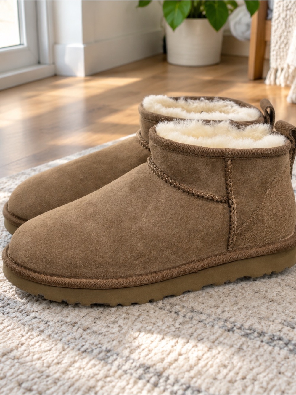 UGG Men's Suede Shearling-Lined Ankle Boots in Chestnut